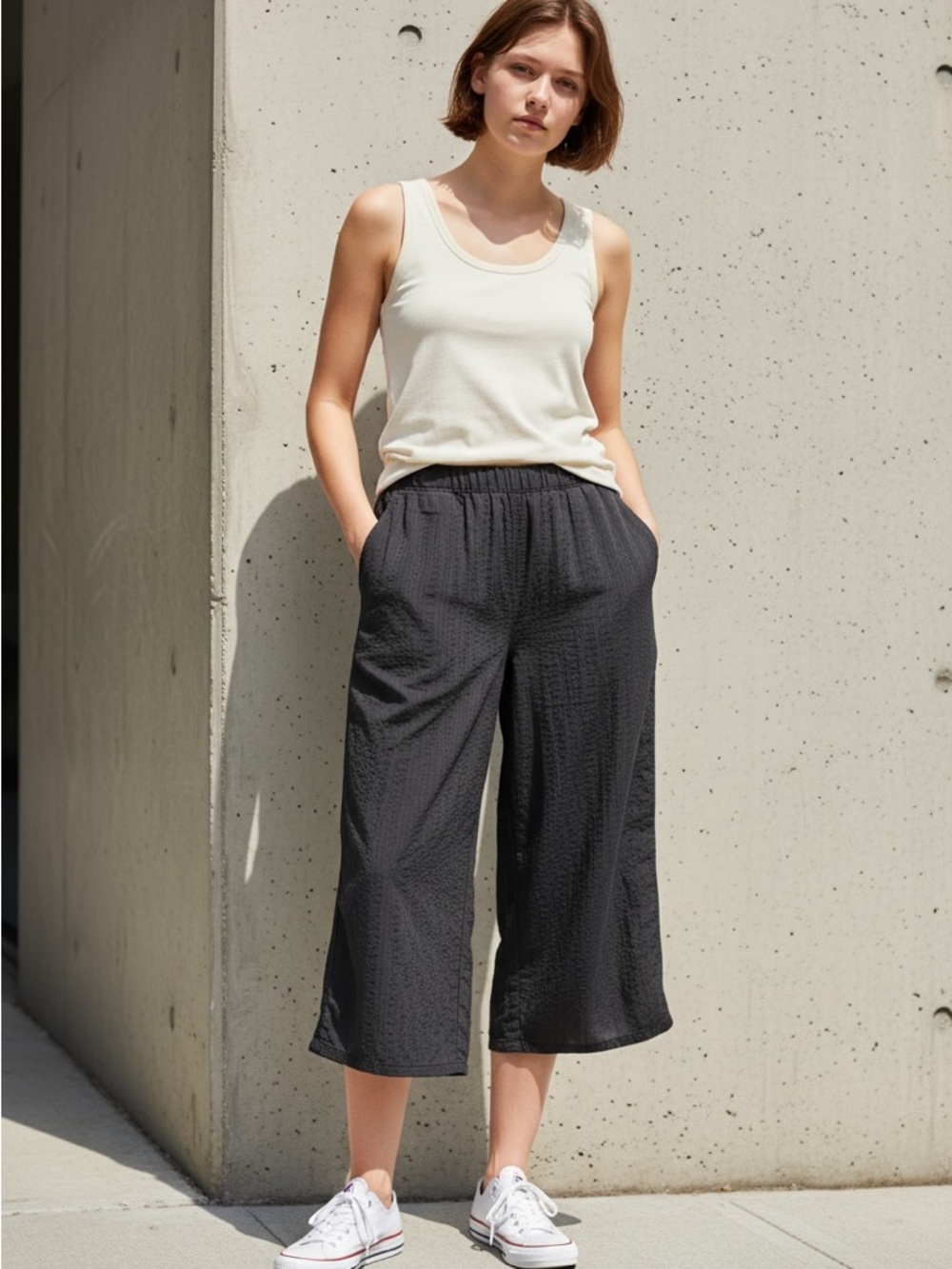 Title Nine Black Wide-Leg Cropped Pants